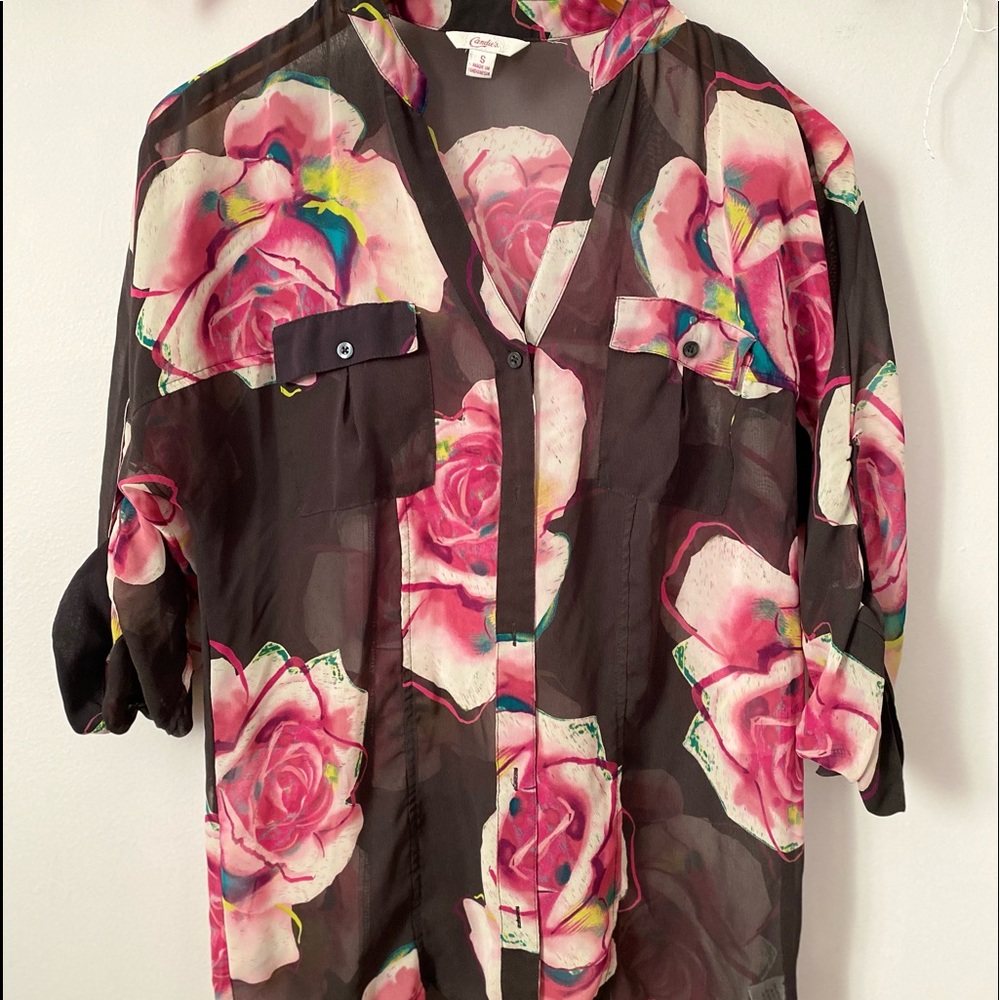 Sheer high low blouse